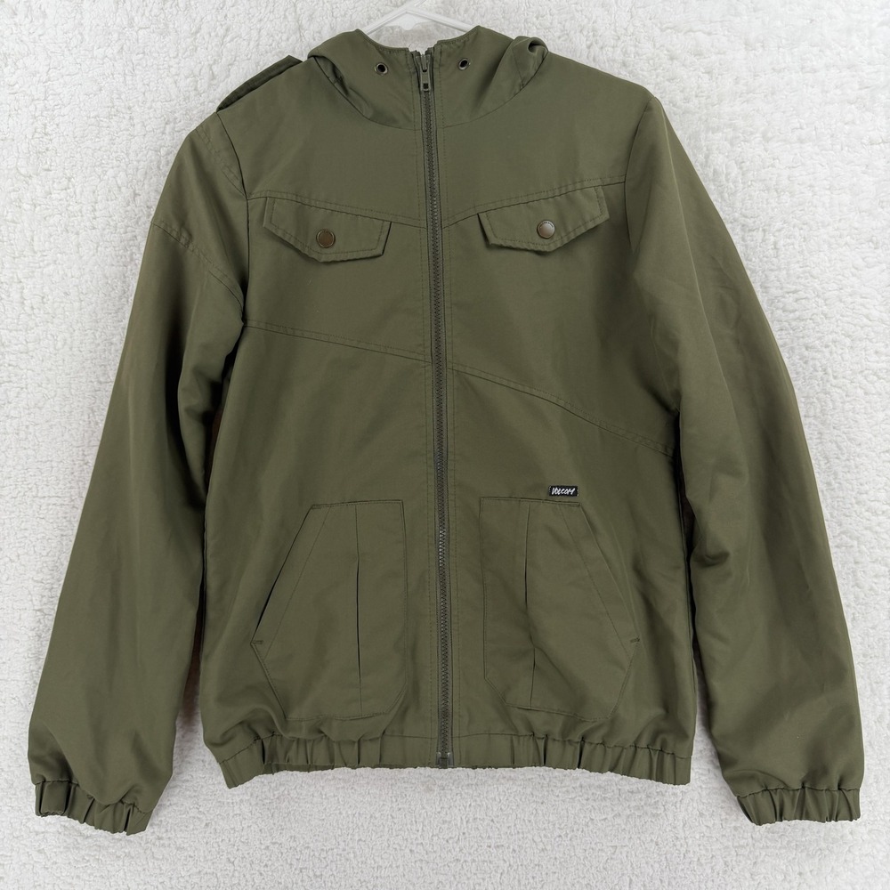 Volcom‎ Jacket Youth XS Green Enemy Lines Windbreaker Hooded Zip Boys Military